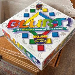 BLURT.  The Websters Board Game Of Word Racing.