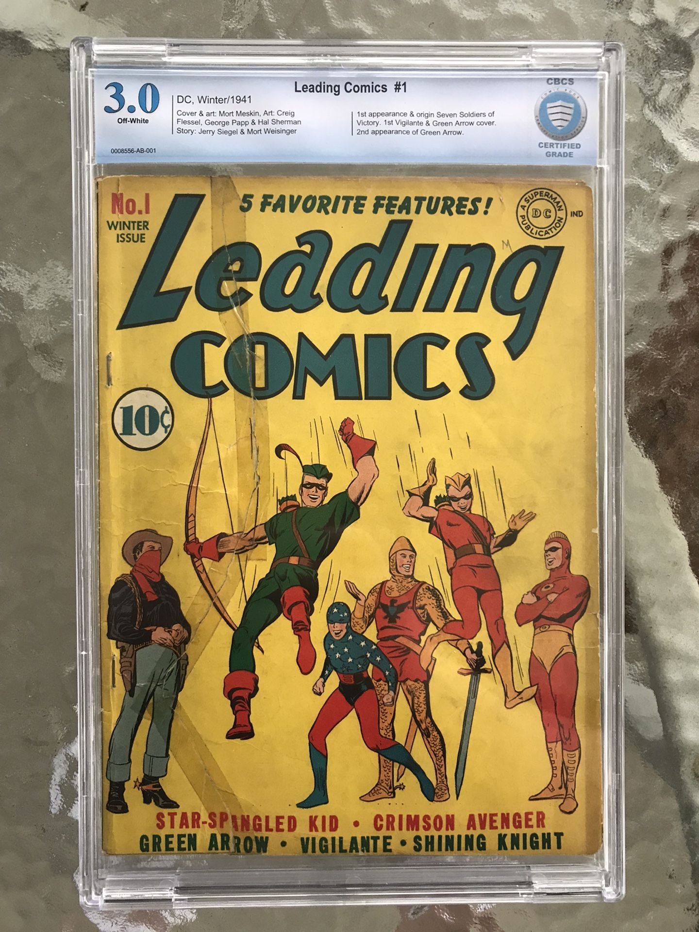 Leading Comics #1 (1941) CBCS 3.0 — 1st & Origin Seven Soldiers of Victory; CGC