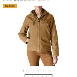 Carhartt Women's Loose Fit Washed Duck Sherpa Lined Jacket, Carhartt Brown, 1X