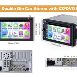 Double Din Car Stereo with CD/DVD Player Apple Carplay & Android Auto