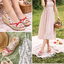 Rocket Dog Espadrille Wedge Sandals 11M Floral Slingback Cottagecore Coquette