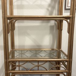 Vintage Shelf Bronze With Glass Shelves 