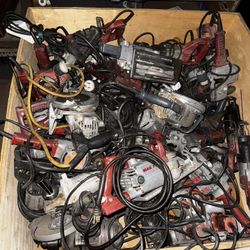 Lot of 90-Milwaukee Hole Hawg’s, Sawzalls,  Band Saws, Skil Saws, Grinders, Etc.