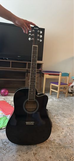 Moukey Black Acoustic Guitar with Carrying Bag