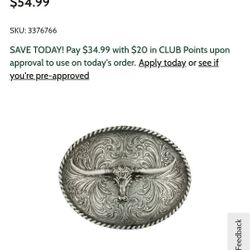 Authentic Montana Silversmiths Classic Antiqued Longhorn Attitude Belt Buckle and Vintage 1992 Pewter Bolo Tie signed Ege Boots Diamond Cut!!!! NEVER 