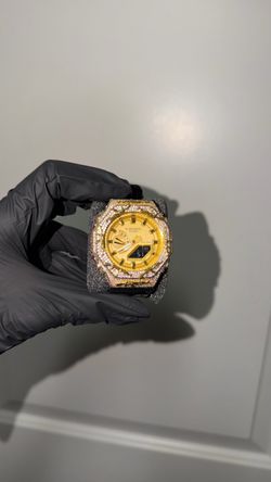 Moissanite Diamond Yellow Gold Custom Gshock