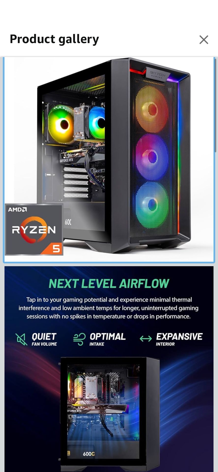 Skytech Gaming Nebula Desktop PC, Ryzen 5 5500 3.6 GHz (4.2GHz), AMD RX 6500XT 4GB, 1TB NVMe SSD, 16GB DDR4 RAM 3200, 650W Gold PSU, Wi-Fi, Win 11 
