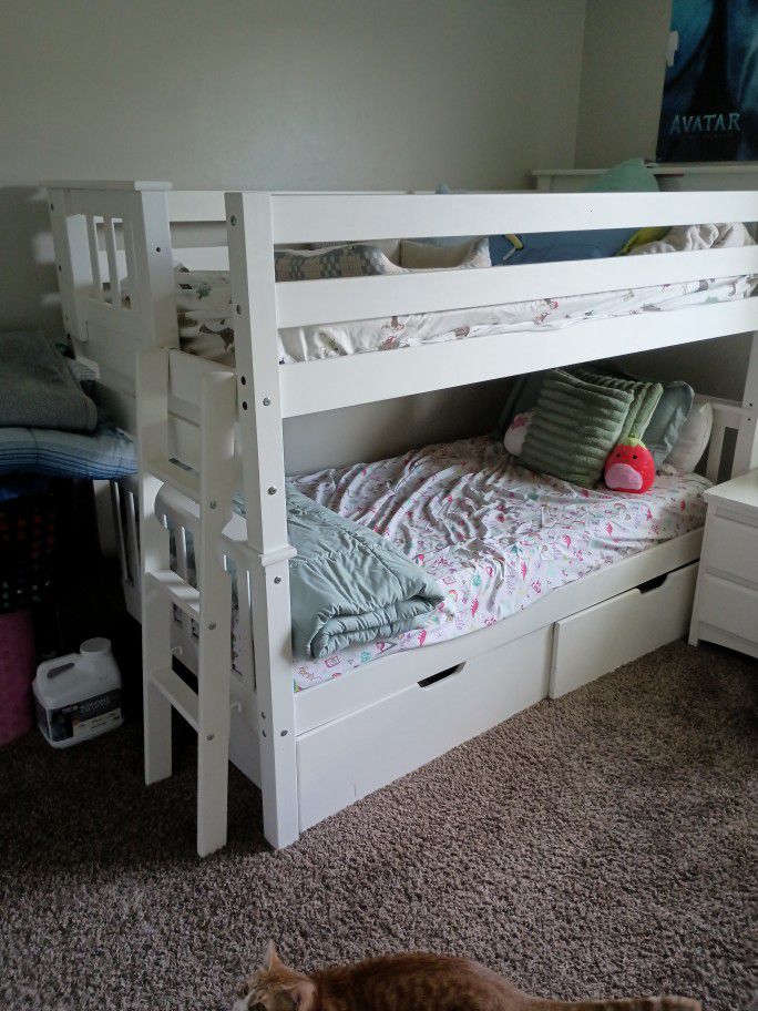 Bunk Bed, Mattresses, Nightstand, Dresser, & Mirror!!!!