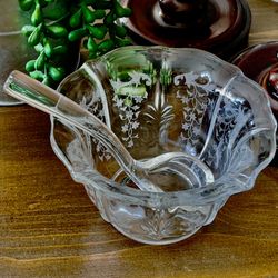 Fostoria Depression Glass Bowl & Spoon 