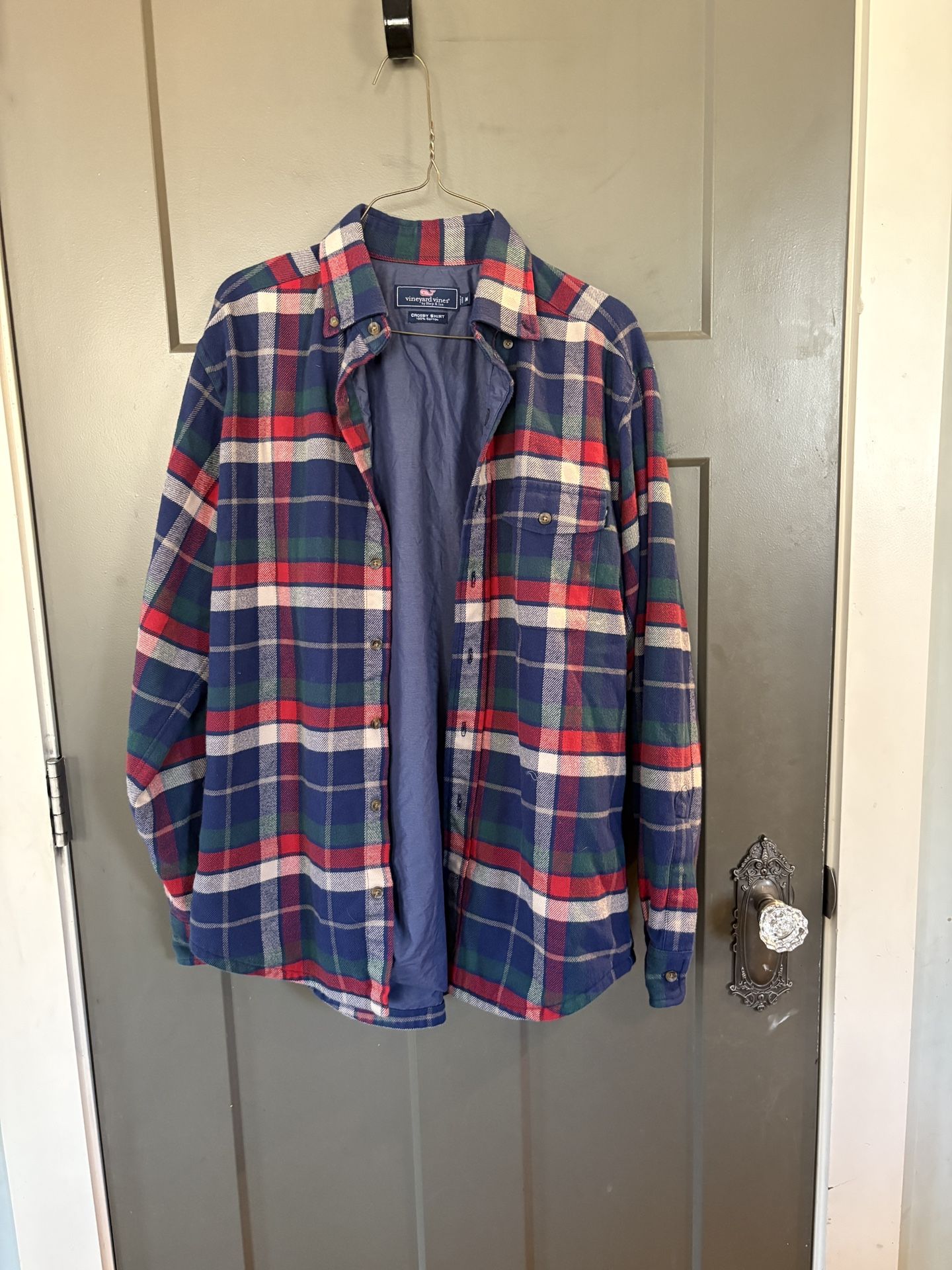 Vineyard Vines Crosby Lined Flannel Shirt Jacket — Holiday Plaid — Size Medium