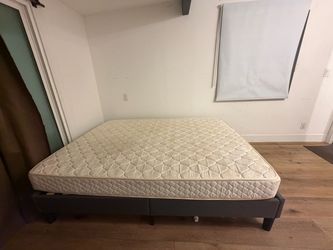 Queen Bed Good Condition with Gray Base Ready for Pick Up - 120$