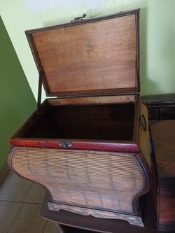 Vintage Storage Basket With Attached Lid