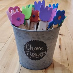 Handmade Chore Flowers In Decorative Tin (31 flowers)