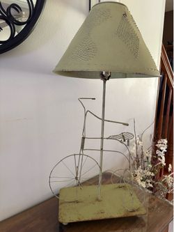 Vintage, Rustic Metal Bicycle Lamp with Punched Metal Shade