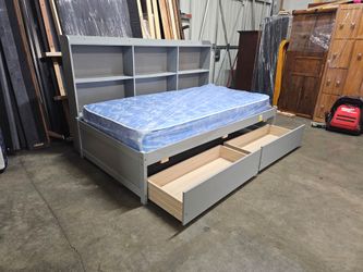 Twin Captain's Bed with Storage Drawers and Bookcase