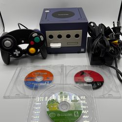 Nintendo GameCube Bundle DOL-001 Purple with Controller 4MB Memory Card - TESTED