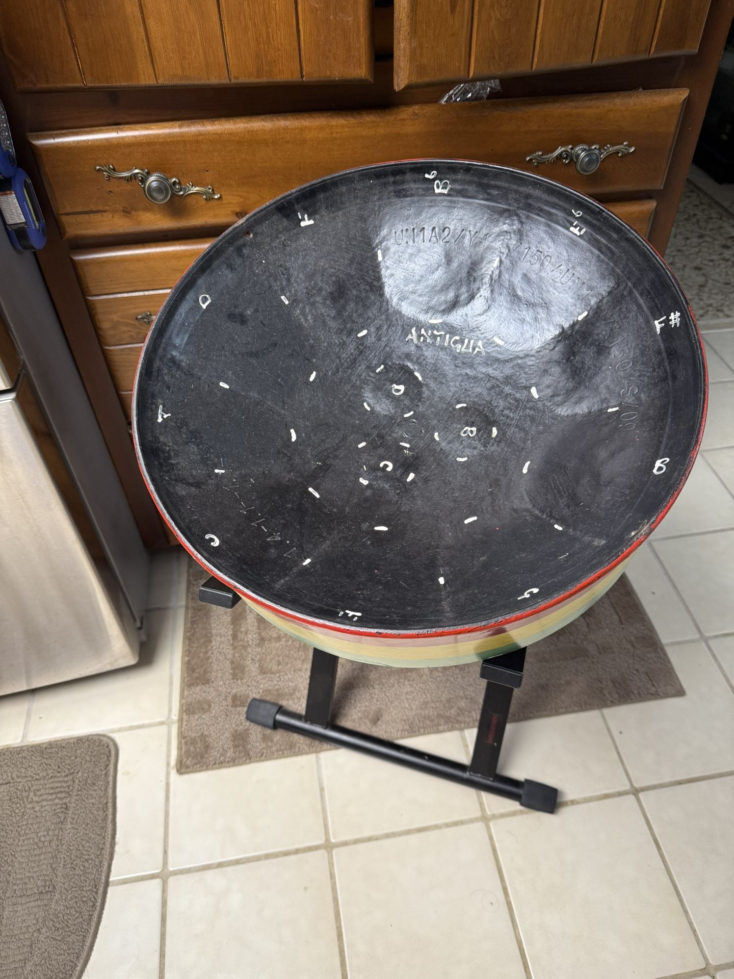 Steel Drum from Antigua, Stand, Extra Sticks