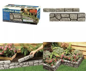 Dalen Products 6 In. X 10 Ft. Tan Stone Wall Border Garden Outdoor Decoration