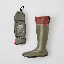 Mens POKEBOO Packable Rubber Rain Boots - Khaki (Citrus Heights)