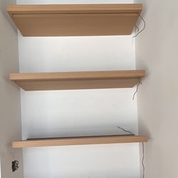 2 WOOD FLOATING  SHELVES 16” BY 45”