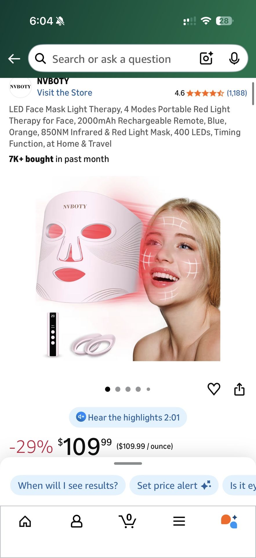 LED Face Mask Light Therapy, 4 Modes Portable Red Light Therapy for Face, 2000mAh Rechargeable Remote, Blue, Orange, 850NM Infrared & Red Light Mask,