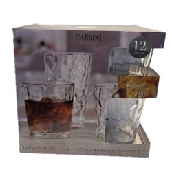 Cabrini Drinkware Set Of 12 Crystal Glasses 