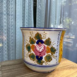 Vintage Hand-Painted Italian Ceramic Planter