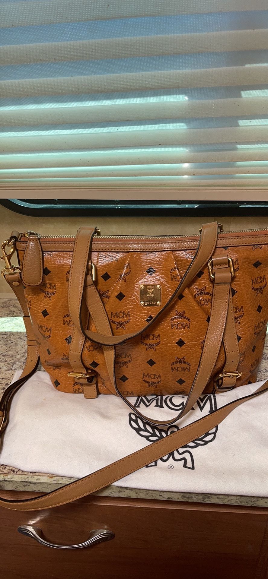 Authentic MCM Mediun Tote With Crossbody Strap