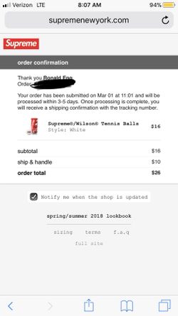 Supreme Tennis Balls SS18