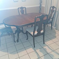Solid Wood Dining Table 4 Chairs