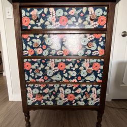 Floral Vintage Dresser- Real Wood