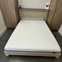 Allewie Queen Size Bed Frame with Adjustable Headboard, Upholstered Platform Bed with Wood Slats, Heavy Duty Mattress Foundation