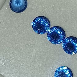 Set Of 2x Natural BLUE SAAPHIRE ROUND CUT .75CT