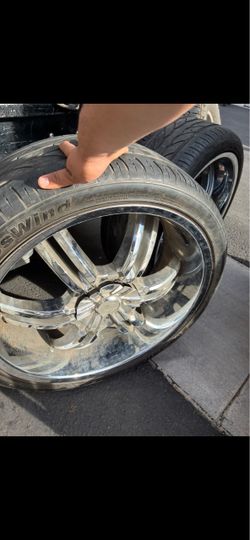 Chrome Rims with Tires Set