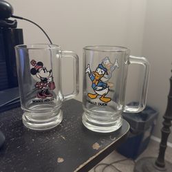 2 Vintage 1980’s Disney Glass Mugs