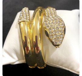Vintage Gold snake bangle with rhinestones