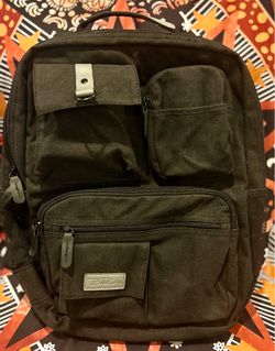 Bella Russo Black Canvas Multi Pocket USB Port 17” Laptop Backpack Carryall