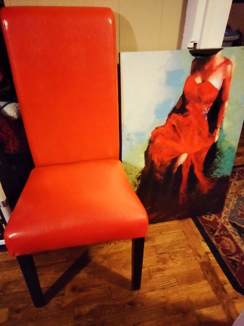 Leather Chair And Picture Combo