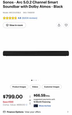 Brand New Sonos - Arc 5.0.2 Channel Smart Soundbar with Dolby Atmos – Still Sealed in Box – $600