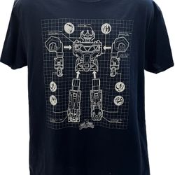 Power Rangers Megazord Blueprint T-Shirt – Navy Blue – Size Large