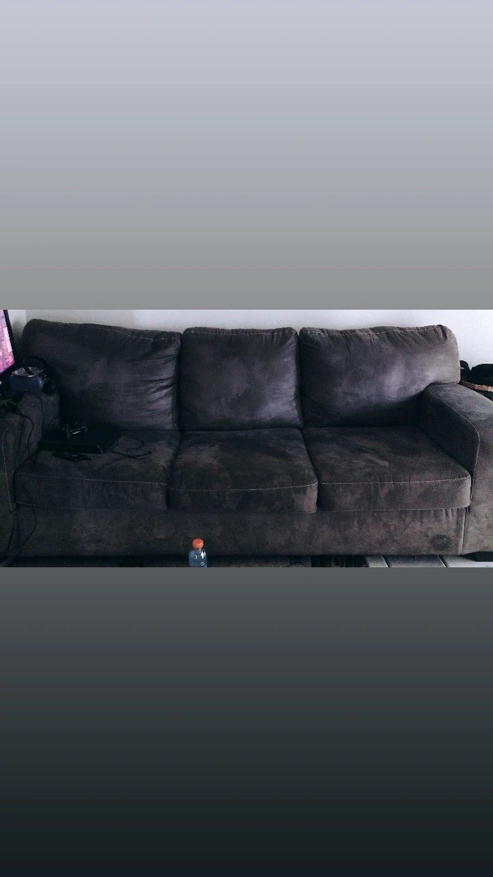 Dark Grey Suede Couch(Expensive Material)