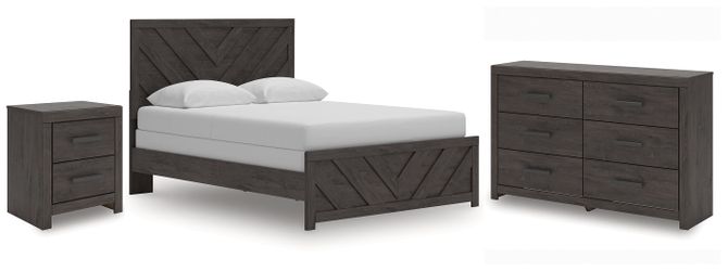 Prendonea Charcoal Twin Panel Bed, Dresser and Nightstand (Online Special Price)