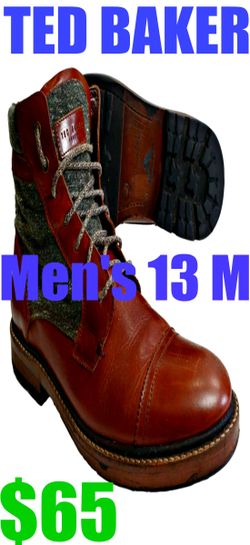Ted Baker Ankle Boots Men's 13 M Ruulen Tan Multi Euro 46 Rubber Leather Soles Jordan