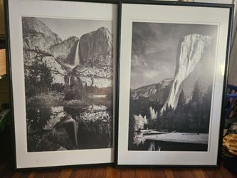26 x 36 Large Pair of Framed Black & White Yosemite Landscape Prints