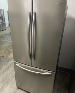 Counter Depth 33" Wide Samsung 3-Door Refrigerator Stainless Steel with FrenchDoor