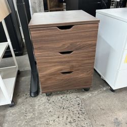 Farini 3-Drawer Vertical Filing Cabinet Rolling Wood Mobile File Cabinets Under Desk for Home Office with Casters (Brown Walnut, Fully Assembled)