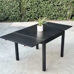Modern Black Extendable Hidden Draw Leaf Dining Table