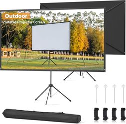 Outdoor Projector Screen 100 Inch, 16:9, High Gain, Wind-resistant With Ropes & Spikes,