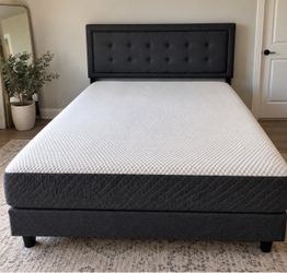 Queen Bed frame and ghost bed mattress - like new!