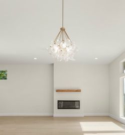 NEW - Bronze/Gold and Glass Chandelier